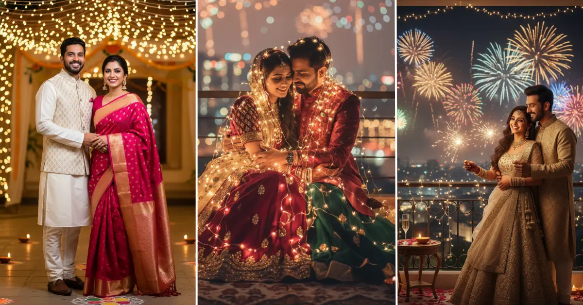 10 ready-to-use, copy-paste Gemini prompts designed specifically for Diwali couple photos.