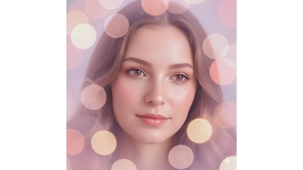 Close-up aesthetic portrait of a girl in soft pastel lighting, pink and lavender tones, gentle expression, natural makeup, soft background blur, cinematic bokeh, glowing skin, 35mm lens, dreamy Instagram look, realistic facial texture.