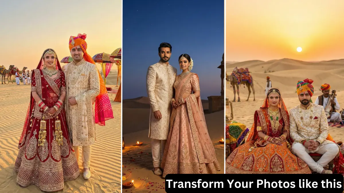 11 Google Gemini AI Desert Wedding Prompts for Indian Couples to Create Stunning Portraits