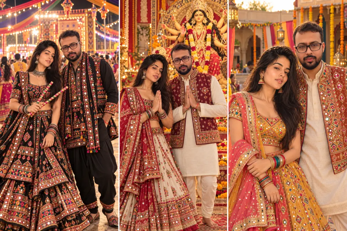 13 Navratri Couple Portrait Prompts for Stunning Traditional & Cinematic Photos